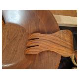 Amazing Lot of Wooden Tableware - Salad Bowl w/ Tong Set & (4) Bowls, Serving Bowls, Carved Mug, Serving Tray, & Cutting Board