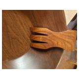 Amazing Lot of Wooden Tableware - Salad Bowl w/ Tong Set & (4) Bowls, Serving Bowls, Carved Mug, Serving Tray, & Cutting Board