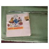 (3) Mesh Food Covers, Green Serving Tray, Smart Cooking 4 in 1 Stainless Steel Spatula, (2) Sets of Skewers, Vintage Smurf Napkins