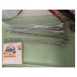 (3) Mesh Food Covers, Green Serving Tray, Smart Cooking 4 in 1 Stainless Steel Spatula, (2) Sets of Skewers, Vintage Smurf Napkins