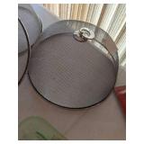 (3) Mesh Food Covers, Green Serving Tray, Smart Cooking 4 in 1 Stainless Steel Spatula, (2) Sets of Skewers, Vintage Smurf Napkins