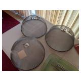 (3) Mesh Food Covers, Green Serving Tray, Smart Cooking 4 in 1 Stainless Steel Spatula, (2) Sets of Skewers, Vintage Smurf Napkins