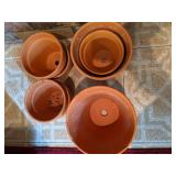 Beautiful Large Terracotta Pot w/Wooden Stand, (7) Terracotta Pots