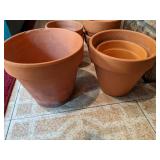 Beautiful Large Terracotta Pot w/Wooden Stand, (7) Terracotta Pots