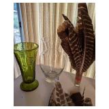 Beautiful Lot of Crystal Vases & Turkey Feathers