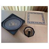 Wedgwood Psyche and Cupid Oval Tray in Tri-Color Jasper, Porcelain Mortar and Pestle, Square Serving Tray