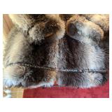 Vintage Hansa-Branta Goose Down Faux Fur Striped Coat Jacket w/ Hood