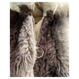 Vintage Hansa-Branta Goose Down Faux Fur Striped Coat Jacket w/ Hood