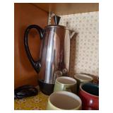 Set of (4) Red Janet Derby Pottery Coffee Mugs made in England, Electric Kettle, Coffee Pot, Vintage Thermos, Coffee Mugs