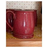 Set of (4) Red Janet Derby Pottery Coffee Mugs made in England, Electric Kettle, Coffee Pot, Vintage Thermos, Coffee Mugs