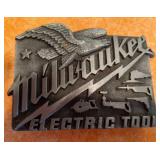 VTG Milwaukee Electric Tool Company Belt Buckle & VTG GE Edge Watt Miser II 35 Brass Belt Buckle