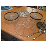 Crystal Serving Trays, Crystal Bowl, Crystal Basket, Etched Glass Bride & Groom Champagne Glasses