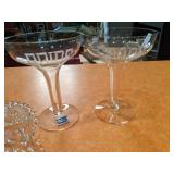 Crystal Serving Trays, Crystal Bowl, Crystal Basket, Etched Glass Bride & Groom Champagne Glasses