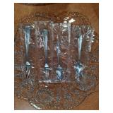Crystal Serving Trays, Crystal Bowl, Crystal Basket, Etched Glass Bride & Groom Champagne Glasses