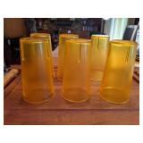 (6) Vintage Plastic Cups, Solid Wood Cutting Board, Large Wooden Tray w/ Cork Handles