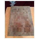 (6) Vintage Plastic Cups, Solid Wood Cutting Board, Large Wooden Tray w/ Cork Handles