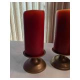 Beautiful Vintage Brass Lamp & Candle Set