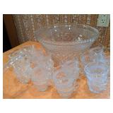 Gorgeous Crystal Punch Bowl Set w/ 24 Cups