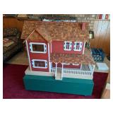 Beautiful Vintage Dollhouse w/ Wrap Around Porch & Accessories