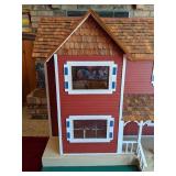 Beautiful Vintage Dollhouse w/ Wrap Around Porch & Accessories