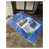 Tarp, Metal and Wood Laminate Stand, Ceramic Pot and Brush