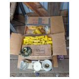 Lot of (5) Candle Holders and Boxes of Burned Candles