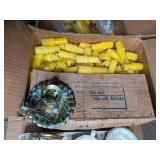 Lot of (5) Candle Holders and Boxes of Burned Candles