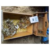 Vintage Woven Wood Magazine Rack and (2) Vintage Chandeliers