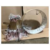 Rue Maison 6-Light Iron and Euro Bronze Chandelier with Beige Drum Shade by World Imports (good condition) see picturres