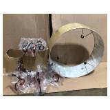 Rue Maison 6-Light Iron and Euro Bronze Chandelier with Beige Drum Shade by World Imports (good condition) see picturres