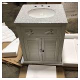 Hamilton Shutter 25 in. W x 22 in. D Bath Vanity in Ivory with Granite Vanity Top in Grey by Home Decorators Collection (see all pictures)