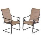 Crestridge Steel Padded Sling C-Spring Outdoor Patio Dining Chair in Putty Taupe (2-Pack) by Hampton Bay (screws included) see pictures