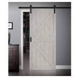 36 in. x 84 in. Sandstone Oak K Design Solid Core Interior Barn Door with Rustic Hardware Kit by TRUporte (new) see all pictures