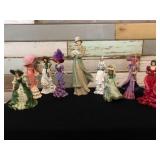 Figures- Oh So Scarlet collection, Emerald Isle Ladies collection, Thomas Kinkade, Home Interiors