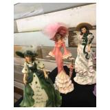 Figures- Oh So Scarlet collection, Emerald Isle Ladies collection, Thomas Kinkade, Home Interiors