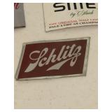 Vintage metal beer labels