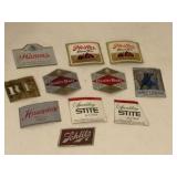 Vintage metal beer labels