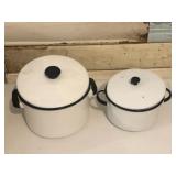 Enamel pans, canning colander