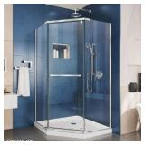 Prism 34.125 in. x 34.125 in. x 72 in. Semi-Frameless Neo-Angle Pivot Shower Enclosure in Brushed Nickel by DreamLine