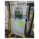 36 in. x 80 in. 1-Panel 1/2 Lite Mini-Blind Primed White Steel Prehung Front Door