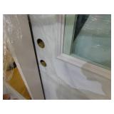 36 in. x 80 in. 1-Panel 1/2 Lite Mini-Blind Primed White Steel Prehung Front Door