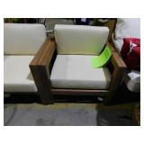 Genser Brown Removable Cushions Wood Outdoor Lounge Chairs with Beige Cushions (2-Pack)