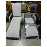Exclusive Commercial Grade Aluminum Dark Taupe Sling Outdoor Stack Chaise Lounge with Sunbrella Augustine Alloy (2-Pack)
