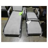 Exclusive Commercial Grade Aluminum Dark Taupe Sling Outdoor Stack Chaise Lounge with Sunbrella Augustine Alloy (2-Pack)