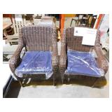 Cambridge Brown Wicker Outdoor Patio Dining Chair with CushionGuard Sky Blue Cushions (2-Pack)