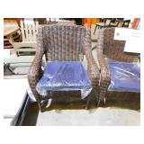 Cambridge Brown Wicker Outdoor Patio Dining Chair with CushionGuard Sky Blue Cushions (2-Pack)