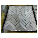 Retro Bianco Herringbone 12.2 in. x 10.83 in. x 6mm Glossy Porcelain Mesh-Mounted Mosaic Tile (69 sq. ft.)