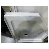 38 in. L x 38 in. W Corner Shower Pan Base with Corner Drain in White