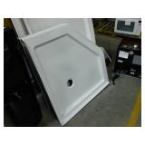 38 in. L x 38 in. W Corner Shower Pan Base with Corner Drain in White