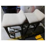 Atia Dark Brown Rubberwood Bar Heigh Barstool with Low Back Fabric Seat (Set of 2)